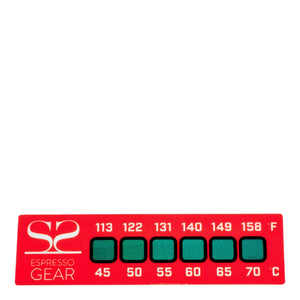 Thermometer Attento -Espresso Gear met kleurindicator voor temperaturen tussen 45 en 70 graden Celsius.