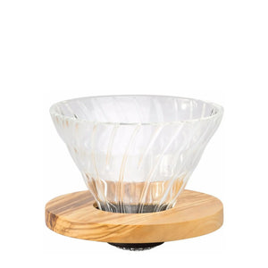Glass Coffee Dripper V60 02 - Olive Wood HARIO