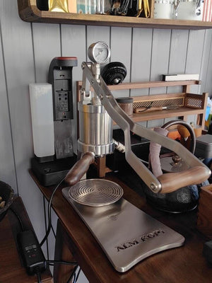 Aleman 2P espressomachine met handmatige hendel | Basis en lekbak van roestvrij staal