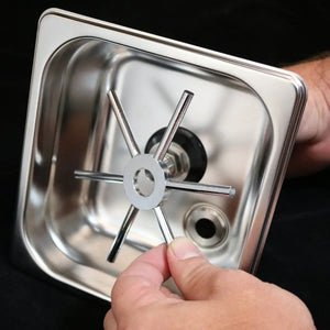 Pitcher Rinser vierkant 150mm Spinjet in roestvrij staal voor snelle reiniging van espressokannen.